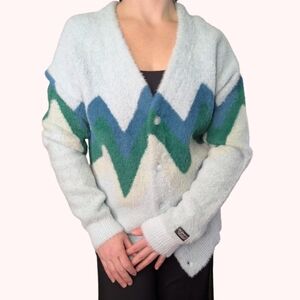 Levi's Coit Fuzzy Boxy Cardigan Unisex In Rave Wave Omphalodes